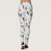Vögel und weiße Blume. Leggings (Rückseite)