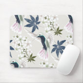 Vögel und weiße Blume. Mousepad (Mit Mouse)