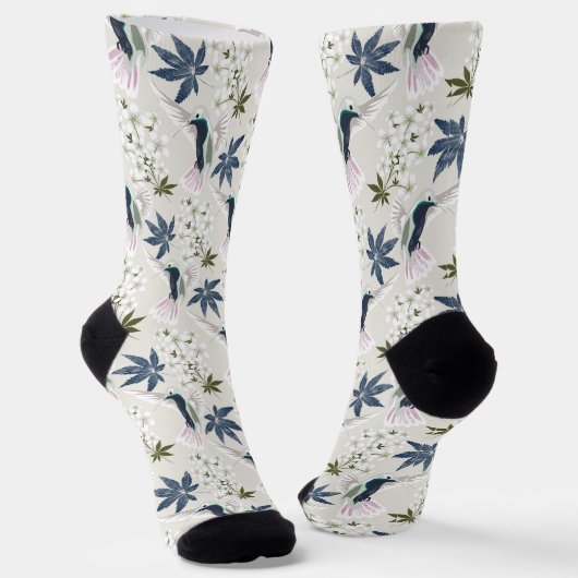 Vögel und weiße Blume. Socken (Gewinkelt)