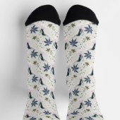 Vögel und weiße Blume. Socken (Oben)