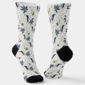 Vögel und weiße Blume. Socken (Gewinkelt)