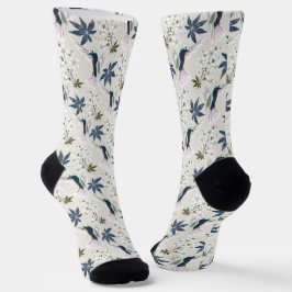 Vögel und weiße Blume. Socken