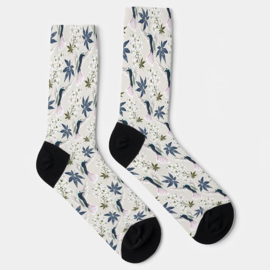 Vögel und weiße Blume. Socken (Rechts)
