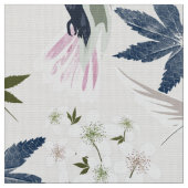 Vögel und weiße Blume. Stoff (Nahaufnahme)