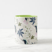 Vögel und weiße Blume. Zweifarbige Tasse (Mittel)