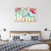 Vogel- und White Picket Fence Mixed Media Painting Leinwanddruck (Insitu (Schlafzimmer))