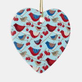 Vögel und Winteräpfel Keramik Ornament (Rechts)