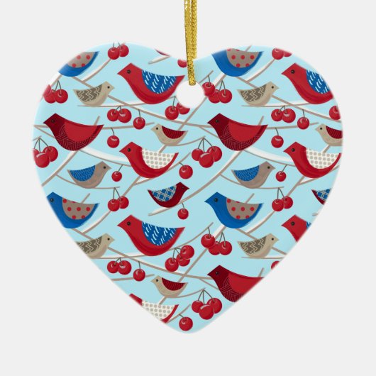 Vögel und Winteräpfel Keramik Ornament (Vorne)