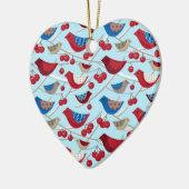Vögel und Winteräpfel Keramik Ornament (Links)