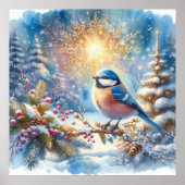 Vogel- und Winterlandschaft 10 Poster (Vorne)