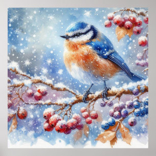 Vogel- und Winterlandschaft 12 Poster