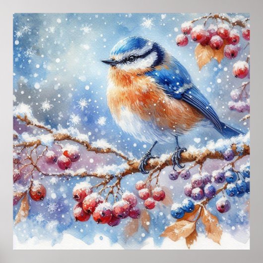 Vogel- und Winterlandschaft 12 Poster (Vorne)