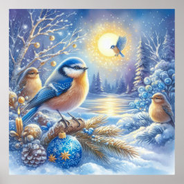 Vögel und Winterlandschaft 17 Poster