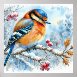Vogel- und Winterlandschaft 25 Poster
