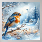 Vogel- und Winterlandschaft 27 Poster (Vorne)