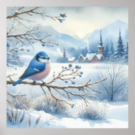 Vogel- und Winterlandschaft 28 Poster