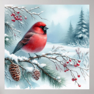 Vogel- und Winterlandschaft 33 Poster