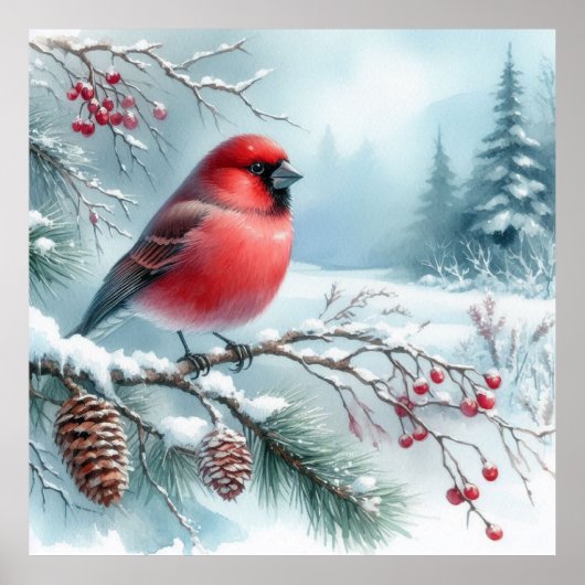 Vogel- und Winterlandschaft 33 Poster (Vorne)