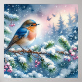 Vogel- und Winterlandschaft 9 Poster (Vorne)