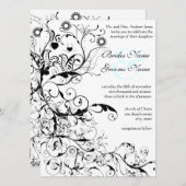 Vögel und Wirbel Hochzeitseinladungen Einladung (Vorne/Hinten)