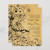 Vögel und Wirbel Hochzeitseinladungen Einladung (Vorne/Hinten)