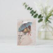 Vögel unter blauem Regenschirm Visitenkarte (Stehend Vorderseite)
