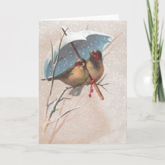 Vögel unter blauem Umbrella Karte (Vorderseite)