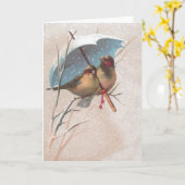 Vögel unter blauem Umbrella Karte (Gelbe Blume)