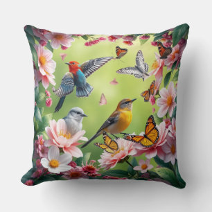 Vögel unter Blumen Kissen