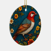 Vogel unter farbenfrohen Blume Keramik Ornament (Rechts)