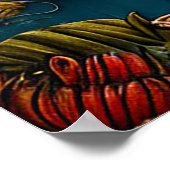 Vogel unter farbenfrohen Blume Poster (Ecke)