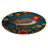 Vogel unter farbenfrohen Blume Schneidebrett (Ecke)