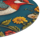Vogel unter farbenfrohen Blume Schneidebrett (Ecke)