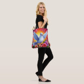 Vogel unter farbenfrohen Blume Tasche (Am Model)