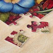 Vogel unter farbenfrohen Blumen Puzzle (Seite)