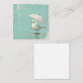 Vögel unter Regenschirmen: Gemütliche Grüße Mitteilungskarte (Vorne/Hinten)