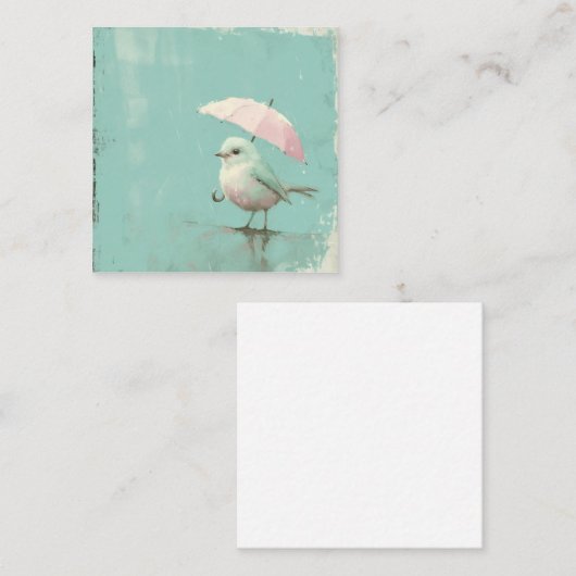 Vögel unter Regenschirmen: Gemütliche Grüße Mitteilungskarte (Vorne/Hinten)