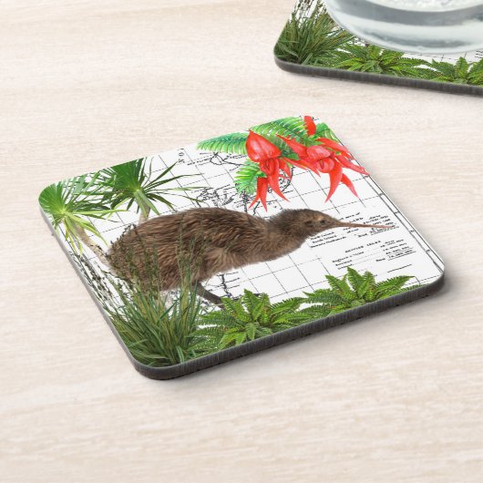 Vogel-Untersetzer-Set Neuseelands gebürtiges Getränkeuntersetzer (Linke Seite)