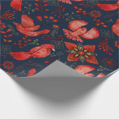 Vögel verzauberter Wälder Weihnachtsgeburt rot Geschenkpapier (Ecke)