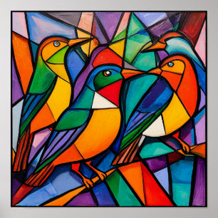 Vögel verzieren poster