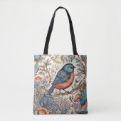 Vogel, Vintag skandinavisches Stoffdesign Tasche (Vorderseite)