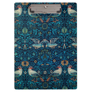 Vögel (Vintage-Blumenmuster) (von William Morris) Klemmbrett