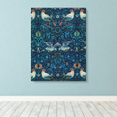 Vögel (Vintages Blumenmuster) (von William Morris) Leinwanddruck (Insitu (Holzboden))