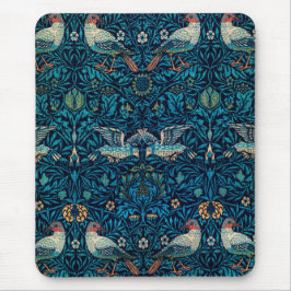 Vögel (Vintages Blumenmuster) (von William Morris) Mousepad