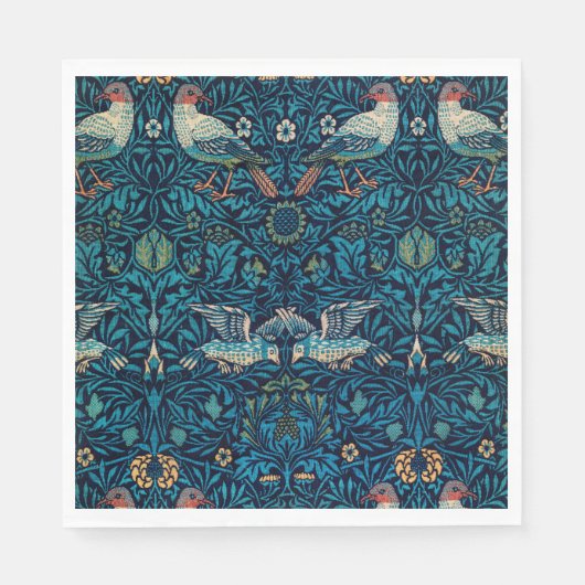 Vögel (Vintages Blumenmuster) (von William Morris) Serviette (Vorderseite)