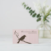 Vogel-Visitenkarte (rosa Streifen) Visitenkarte (Stehend Vorderseite)