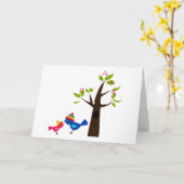 Vogel-Vogel-Mama-Kinderstammbaum-niedliches Karte (Gelbe Blume)