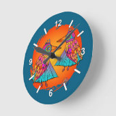 Vögel voller Farbe Runde Wanduhr (Winkel)