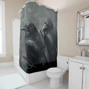 Vögel von Feather Pair of Crows, Ravens Duschvorhang