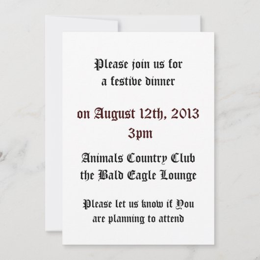 Vogel von Pray Bald Eagle Einladung (Rückseite)